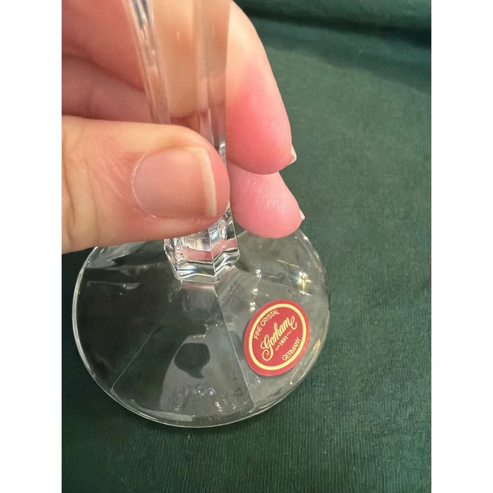 Gorham Regatta Fine Crystal Wine Glass Germany Vertical Diamond Cut Stemware